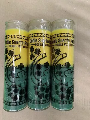 7 Day Glass Assorted Religious Candle - Velas Doble Suerte Rápido 3Pcs • £28.55