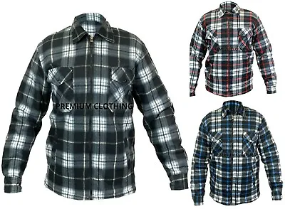 Mens FUR Fleece LINED Shirt LUMBER JACKETs Work Flannel Fishing Jungle Quilted • £11.99