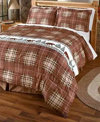 Q/K Lodge Northwoods Woodland Pinecone Comforter Set Bear Moose Cabin Comforter • $109.99