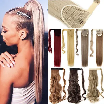 Magic Tape Pony Tail Clip In Hair Peice Extensions Ponytail Long As Human 17-26  • £2.86