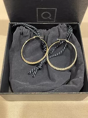 QVC Steel By Design Textured 1 Inch Hoop Earrings Stainless Steel  • $36