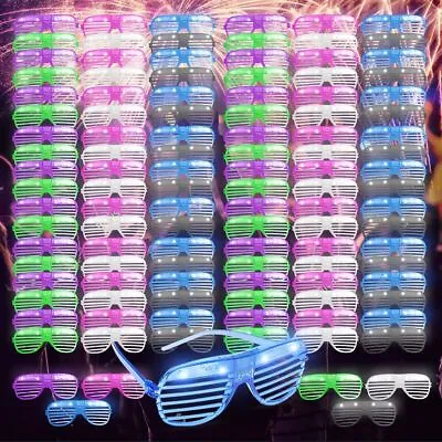 £94.99 • Buy 48-144 Flashing Party Glasses | LED Light Up Glow Neon Shutter Shades Disco Rave