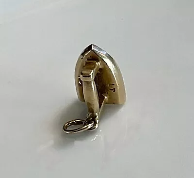 Vtg CLOTHES IRON 3D CHARM 14k Solid Gold Estate Pendant 2.5g Home/sewing Tool • $175