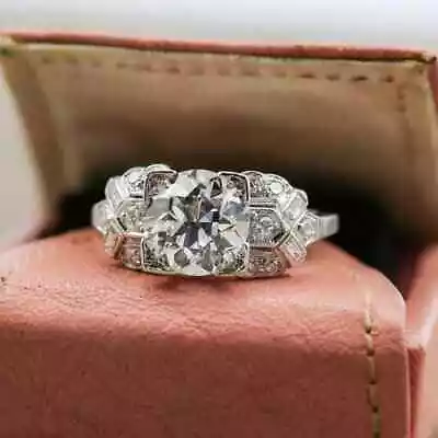 Early Retro Era Vintage Estate Wedding Ring 14K White Gold 2.1 Ct Cubic Zirconia • $284.34