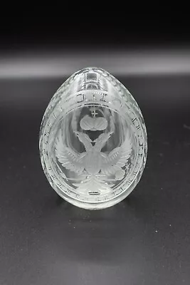 Faberge Crystal Egg Clear Etched Eagle Vine Crown Figurine 2 1/2 H FREE SHIPPING • $100