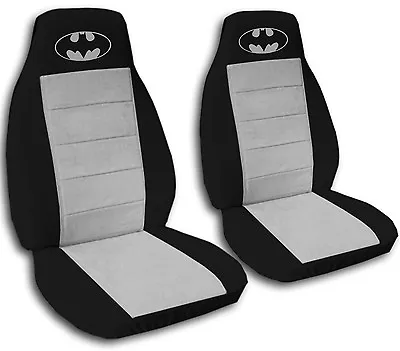 Batman Car Seat Covers In Gray & Black Velour Front Set • $94.99