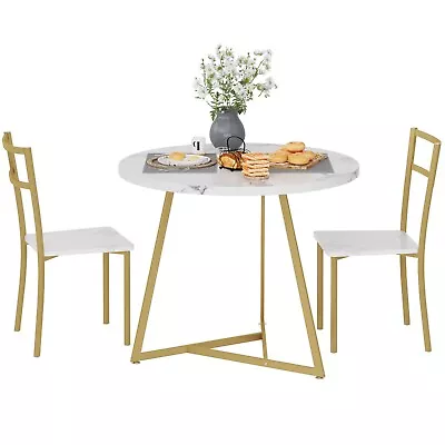 Dining Set For 2 Round Table And 2 Chairs Small Space Kitchen Wood Top Dinette • $109.99