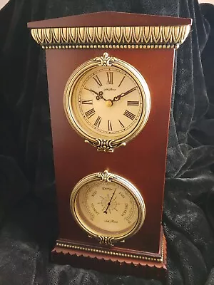 Vintage Seth Thomas Quartz Beautiful Side By Side Clock/Barometer Desk/Mantle • $59.99