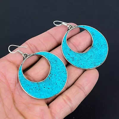 Tibetan Turquoise Gemstone Handmade Drop Dangle Earrings Jewelry LG-181 • $6.99