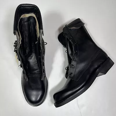 VTG 90s Addison Shoe Company Black Combat Boots Mens 6 D Biltrite Leather 1991 • $79.95