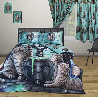 £27.99 • Buy Hubble Bubble Duvet Cover Or Curtain Lisa Parker Cat Potion Cauldron Green Blue
