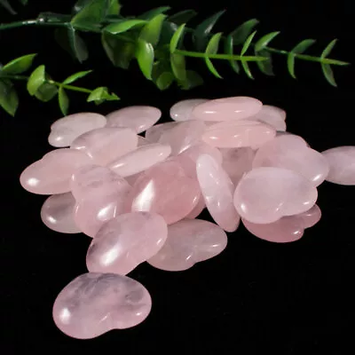 Natural 10/30/50PC Rose Quartz Pocket Palm Worry Stones Heart Healing Crystal • $8.99