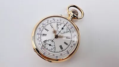 Antique Austrian Solid Gold 14 K Chronograph Pocket Watch Mathey Tissot Swiss • £705.51