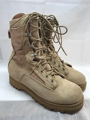 WELLCO Men's Size 5R Desert Tan Leather Hot Weather Military Boots Vibram Sole • $24.99