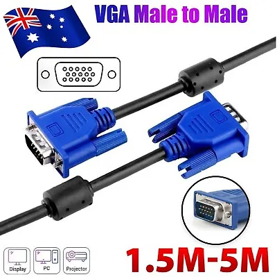 VGA 15pin Male To SVGA Male Cable PC Monitor Extension HDTV Computer LCD Screen • $11.99