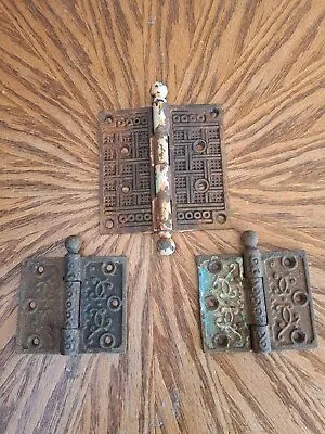 $29.95 • Buy Lot Of 3 - Vintage Victorian Door Cabinet Cast Iron Hinges