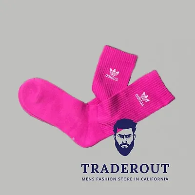 Adidas Men Dark Pink Trefoil Crew Socks Size  L • $10.80