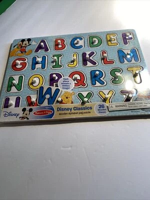 $9.45 • Buy Disney Mickey Mouse, Goofy And Friends - Alphabet Wooden Peg Puzzle  Zar