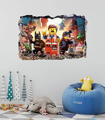 Lego Movie Smashed 3D Wall Decal Batman Removable Sticker Vinyl Decor Art DA78 • $34.95