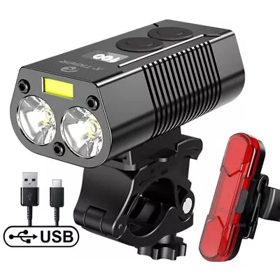 Bike Light Headlight Bicycle Lamp Power Bank Rechargeable LED 5200mAh Flashlight • $20.23