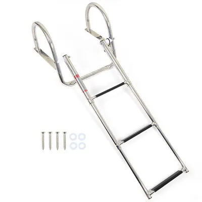 3 Steps Boat Ladder Stainless Steel In-Board Telescoping Folding Dock Ladder • $74.89
