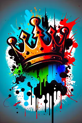 Banksy Style Graffiti Crown  Art Posters Canvas Framed Print Top Quality A4+size • £2.99