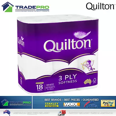 $29 • Buy Toilet Paper 18 Rolls Deluxe Quilton 3 Ply White Soft PRO Large Roll Tissue Bulk