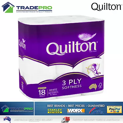 Toilet Paper 18 Rolls Deluxe Quilton 3 Ply White Soft PRO Large Roll Tissue Bulk • $26