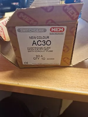 Mem Memera 2000 Ac30 30 Amp Bs1361 Type 1 Fuse Link Carrier Assembly • £5.15