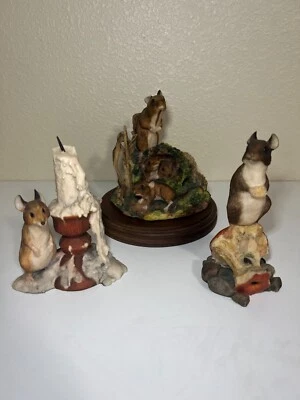 £29.08 • Buy Mice Mouse Family, Apple Core, Melted Candle - Lot Of 3 From Border Fine Arts