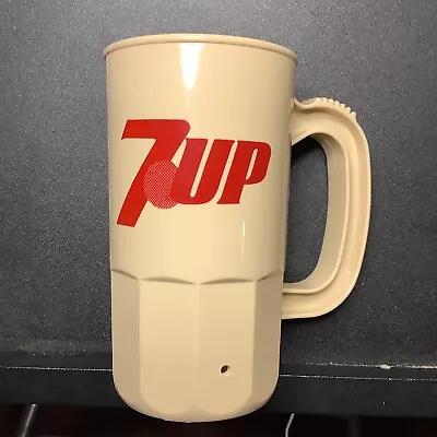 Vintage 1970’s 7up 7-up Plastic Cup Mug Spot  Beige Handle 12 Oz • $19.95