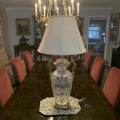 Vintage MARBRO Cut Crystal & Brass Table Lamp - Stunning!! • $1495