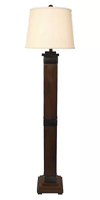 Wood Dark Stain Mission Style Country Cabin Lodge Floor Lamp W/Shade • $337