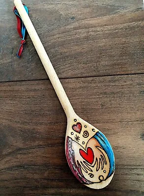 £19.99 • Buy Wall Hanging Décor 12  Wooden Spoon Pyrography Pagan Hand Fasting Wedding Gift