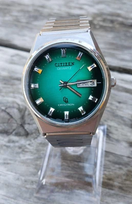 $167 • Buy 1977 Citizen Crystron, 3d Markers And Gorgeous Green Dial
