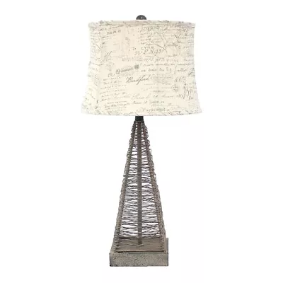 HomeRoots Furniture 274464 Industrial Metal Table Lamp With Gentle Linen Shade • $278.14