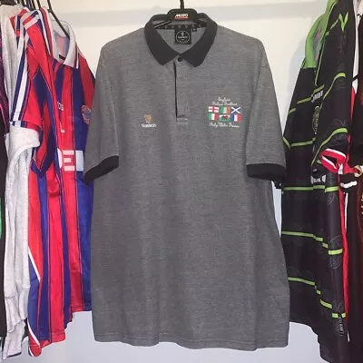 Guinness Cotton Traders 6 Nations Rugby Union Polo Shirt Black/Grey Mens XL • £17.99