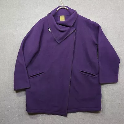 Maralyce Ferree Fleece Jacket Womens XL-XXL Oversized Wrap Button Purple • $33.22