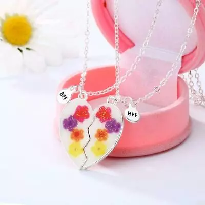 Magnetic Half Heart Pendant Necklace 2Pcs/Set Charm BFF Friendship Necklaces • £4.58