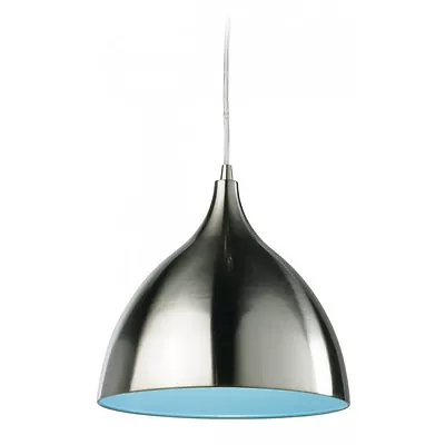 Firstlight Lighting Cafe 5744 Contemporary Brushed Steel And BlueCeiling Pendant • £63.95