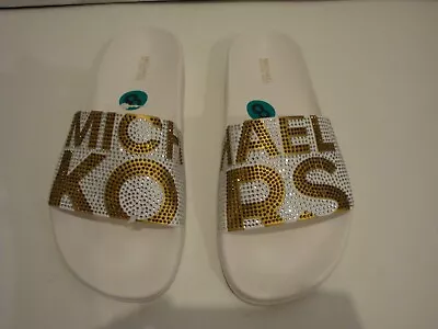 New MICHAEL Michael Kors Women's Gilmore Slide Sandals Gold Size 8 • $45.99