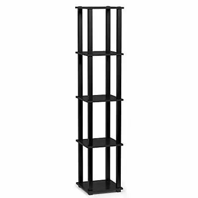 Tall Bookcase Shelf 5 Tier Narrow Display Unit Bookshelf Storage Furniture Black • £37.68