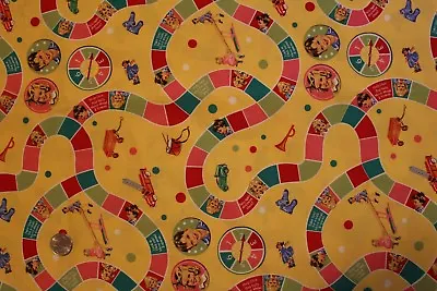 Dick And Jane Yellow Gameboard Fabric By Michael Miller BTHY Rare OOP!! • $22.49