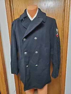 Vtg 40R VI-Mil Wool Peacoat Enlisted Military Mens M Double Breasted Overcoat • $29.99