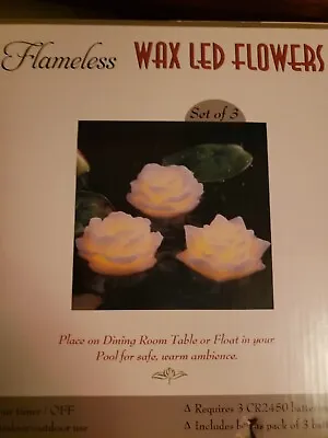 Floating LED Wax Flameless White Rose Flower Candles For Table  Pool Tub Home • $8.59