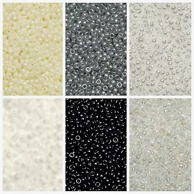 Miyuki 15/0 Japanese Seed Beads - 10g White Pearl Silver Grey Trans Crystal AB • £2.60