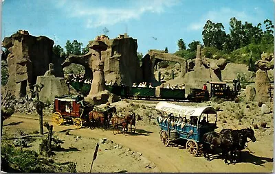 Postcard  Disneyland Stage Coach Conestoga  Wagon & Mine Train  Frontierland [ah • $6.75