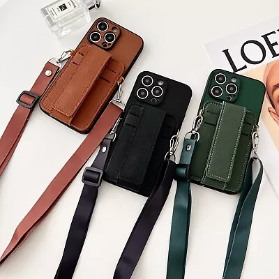 Crossbody Wrist Strap Card Wallet Stand Soft Phone Case For Apple IPhone Covers • $7.69