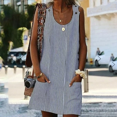 $0.99 • Buy Plus Size Women Summer Short Sleeve Long T-shirt Ladies Casual Dress Mini Dress