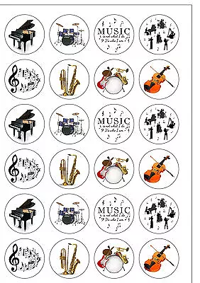 24 PRECUT Musical Instrument Music Proms Edible Wafer Paper Cupcake Cake Toppers • £2.49